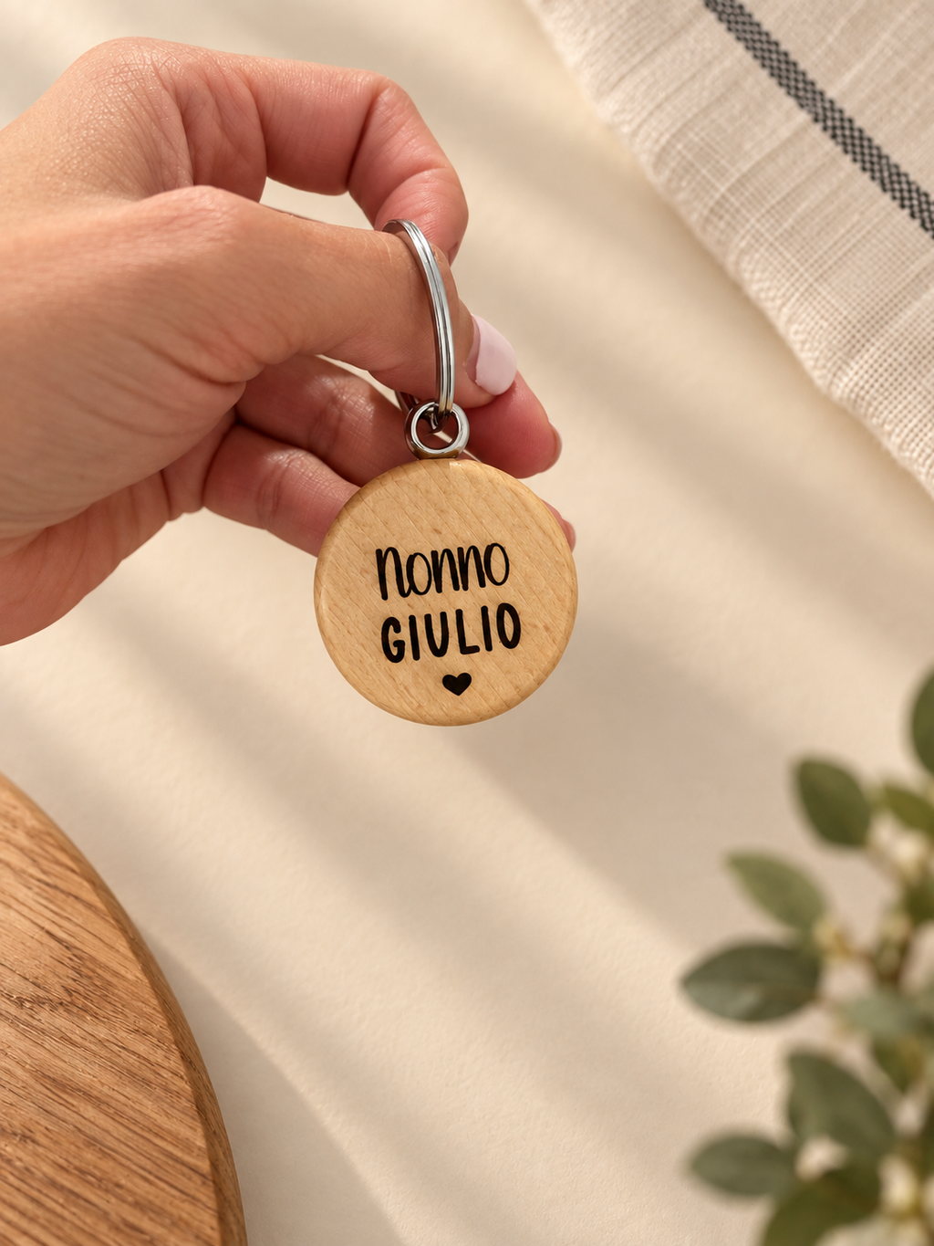 Portachiavi in legno con Dedica per i Nonni