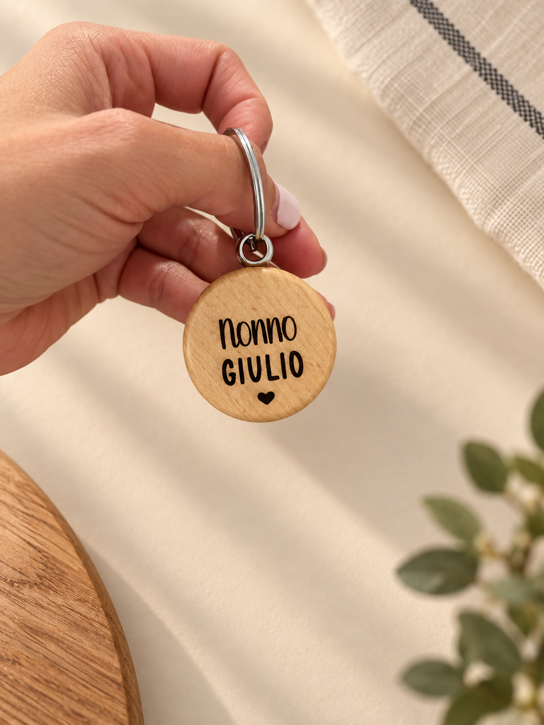 Portachiavi in legno con Dedica per i Nonni