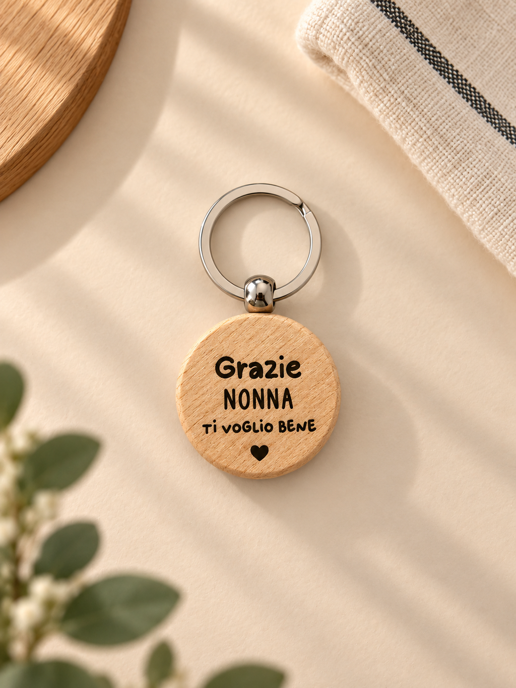 Portachiavi in legno con Dedica per i Nonni
