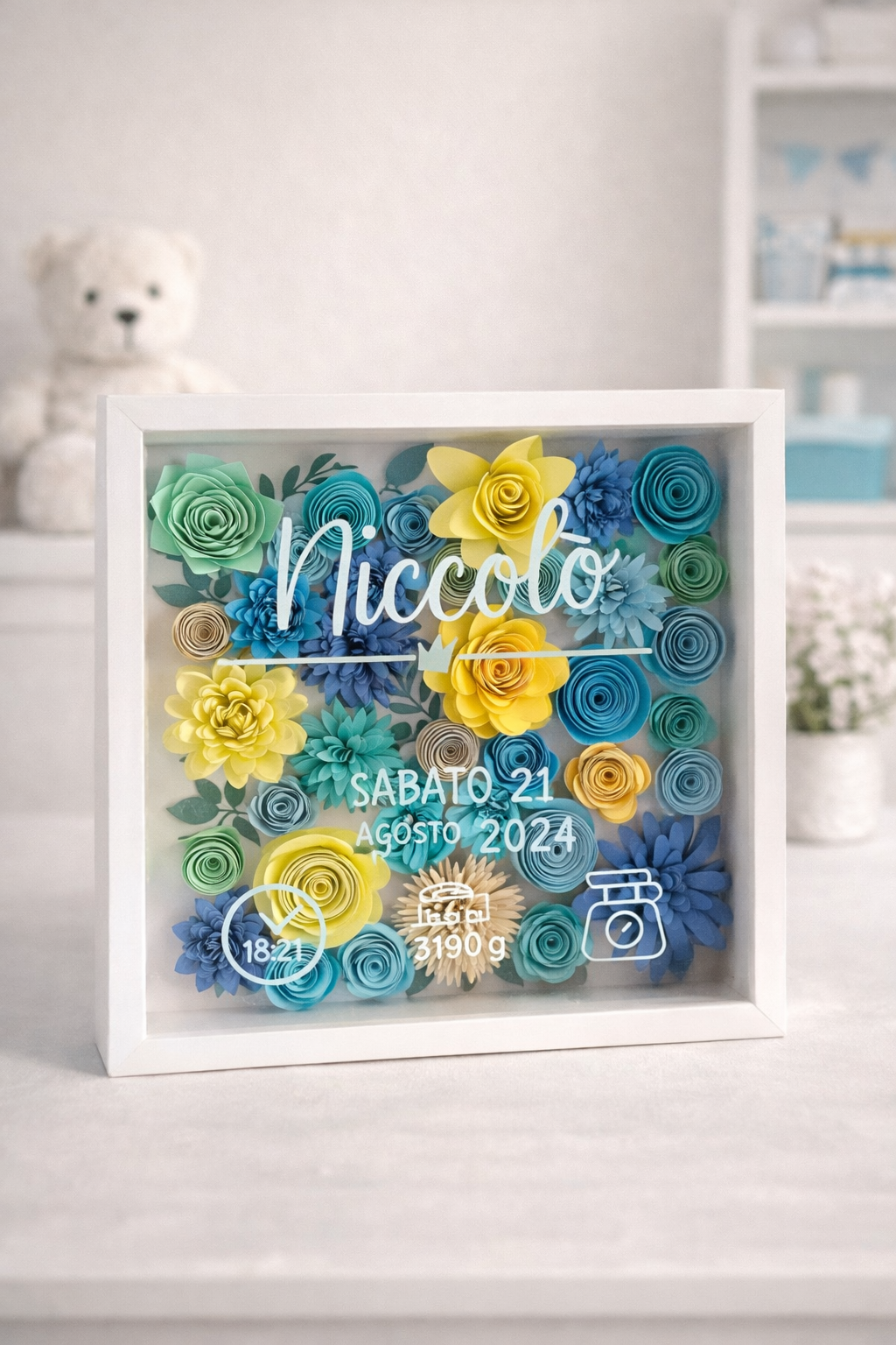 Cornice Fiocco Nascita con Fiori