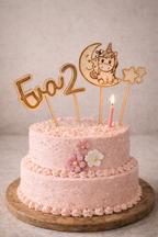 Set Topper compleanno personalizzato  in Legno - Unicorno