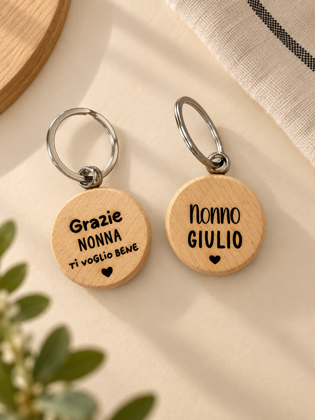 Portachiavi in legno con Dedica per i Nonni