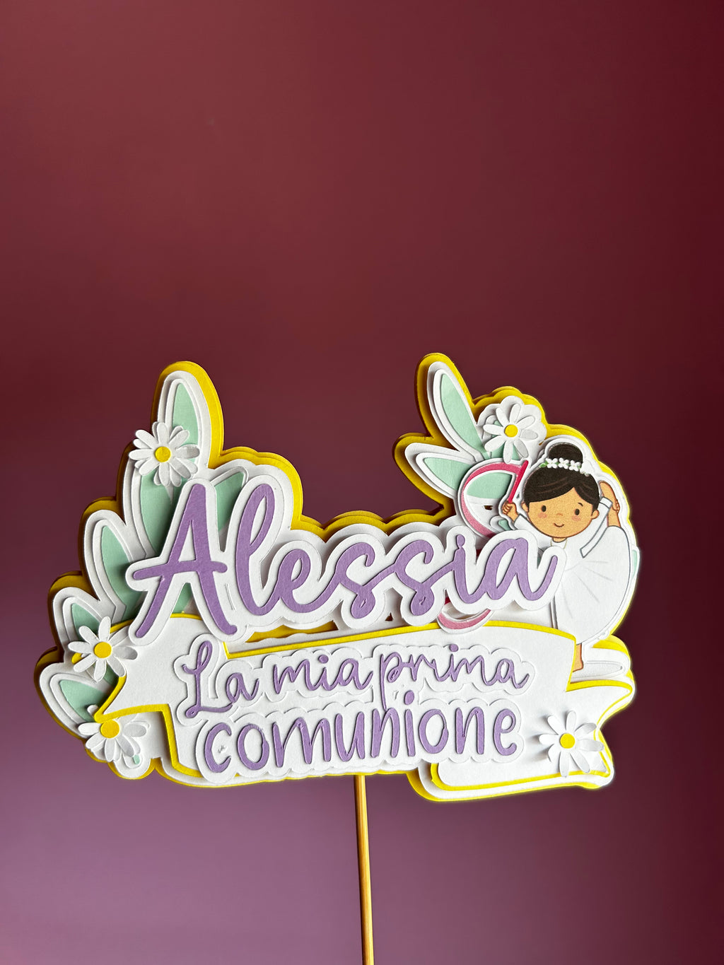 Topper "La mia prima comunione con fiori"