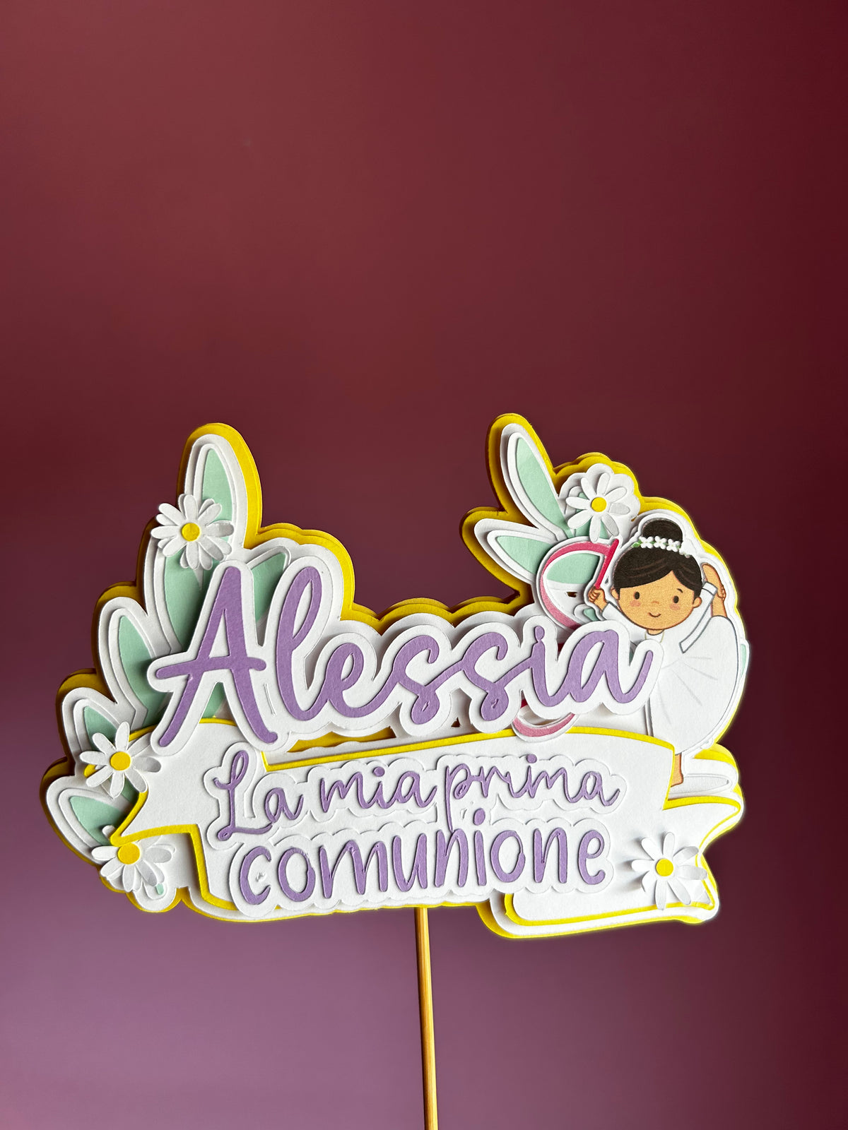 Topper "La mia prima comunione con fiori"