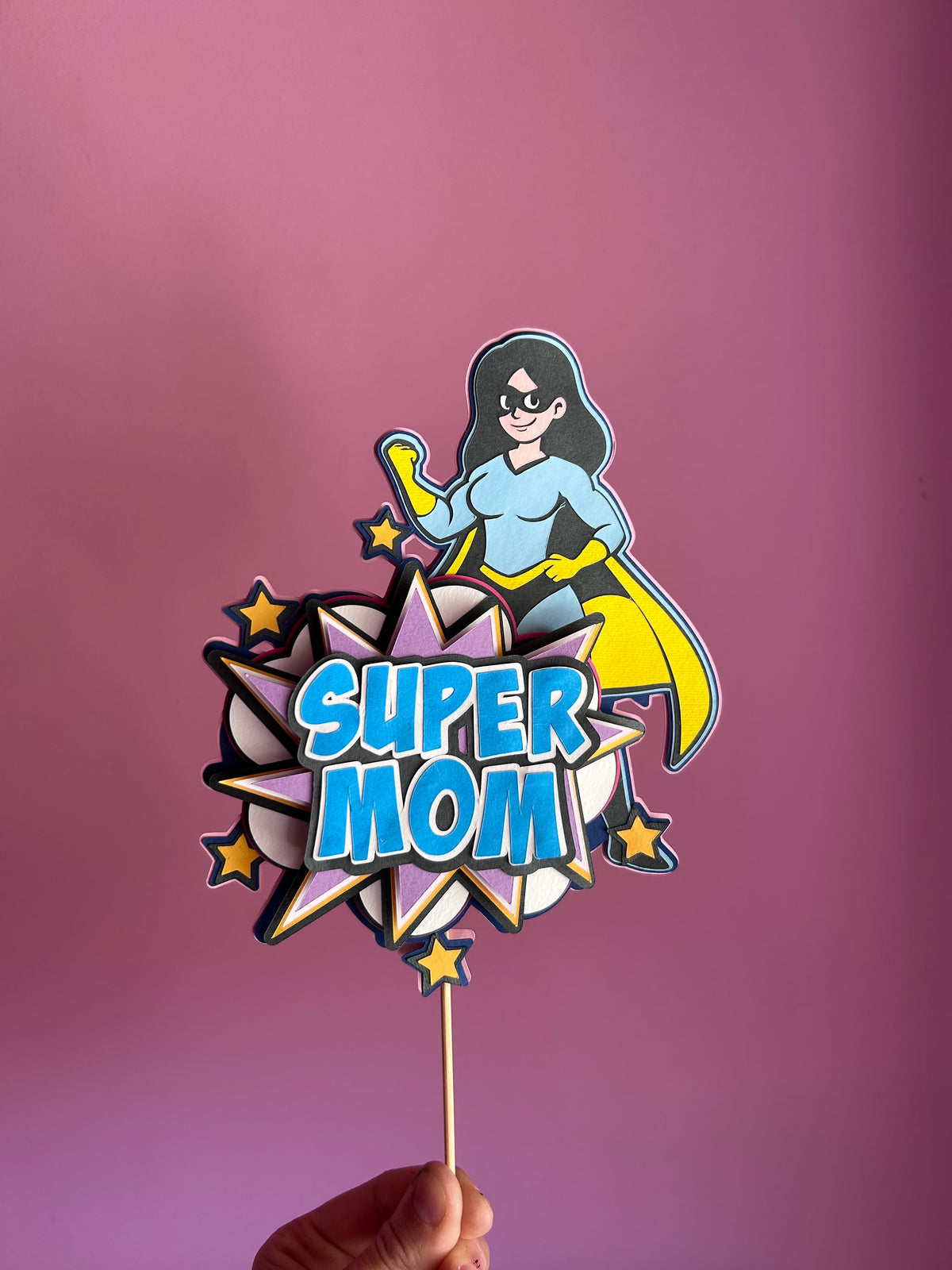 Cake topper Super Mom mamma eroina - Artigianale Made in Italy
