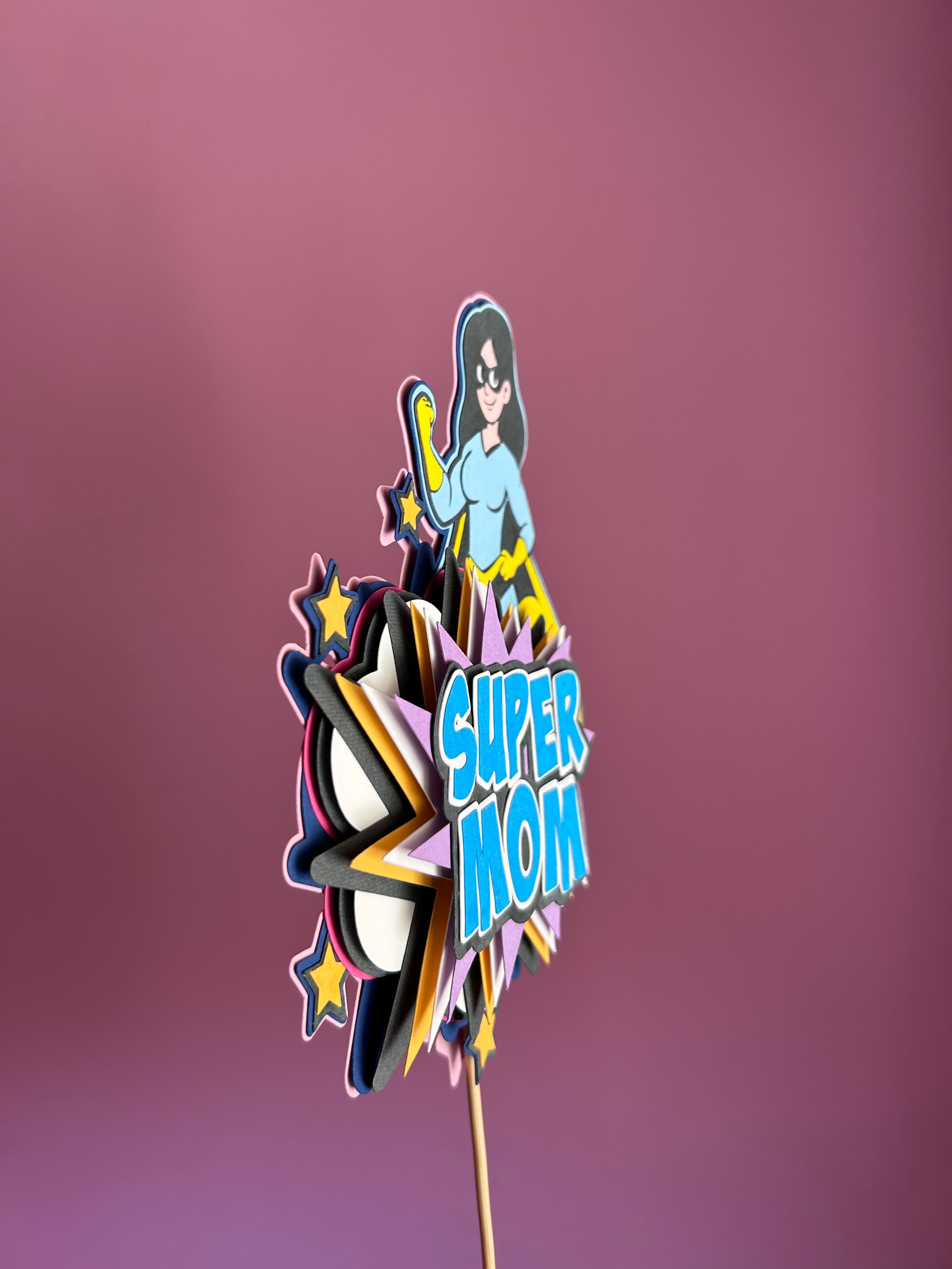 Cake topper Super Mom mamma eroina - Artigianale Made in Italy
