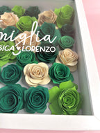 Cornice famiglia legno fiori carta personalizzata - Paper art artigianale Made in Italy
