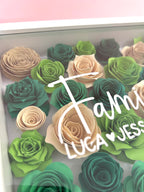 Cornice famiglia legno fiori carta personalizzata - Paper art artigianale Made in Italy
