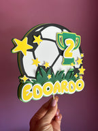Topper compleanno con palla da calcio personalizzato con nome ed età