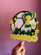 Topper compleanno con palla da calcio personalizzato con nome ed età