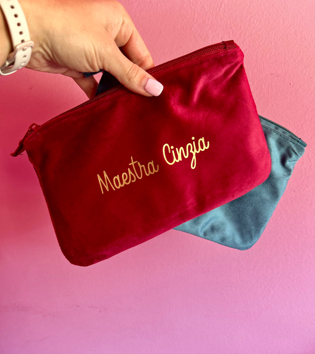 Pochette in velluto personalizzata con nome - Idea regalo elegante e utile