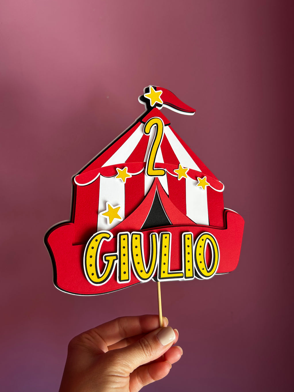 Topper Tendone Circo personalizzato con nome ed età