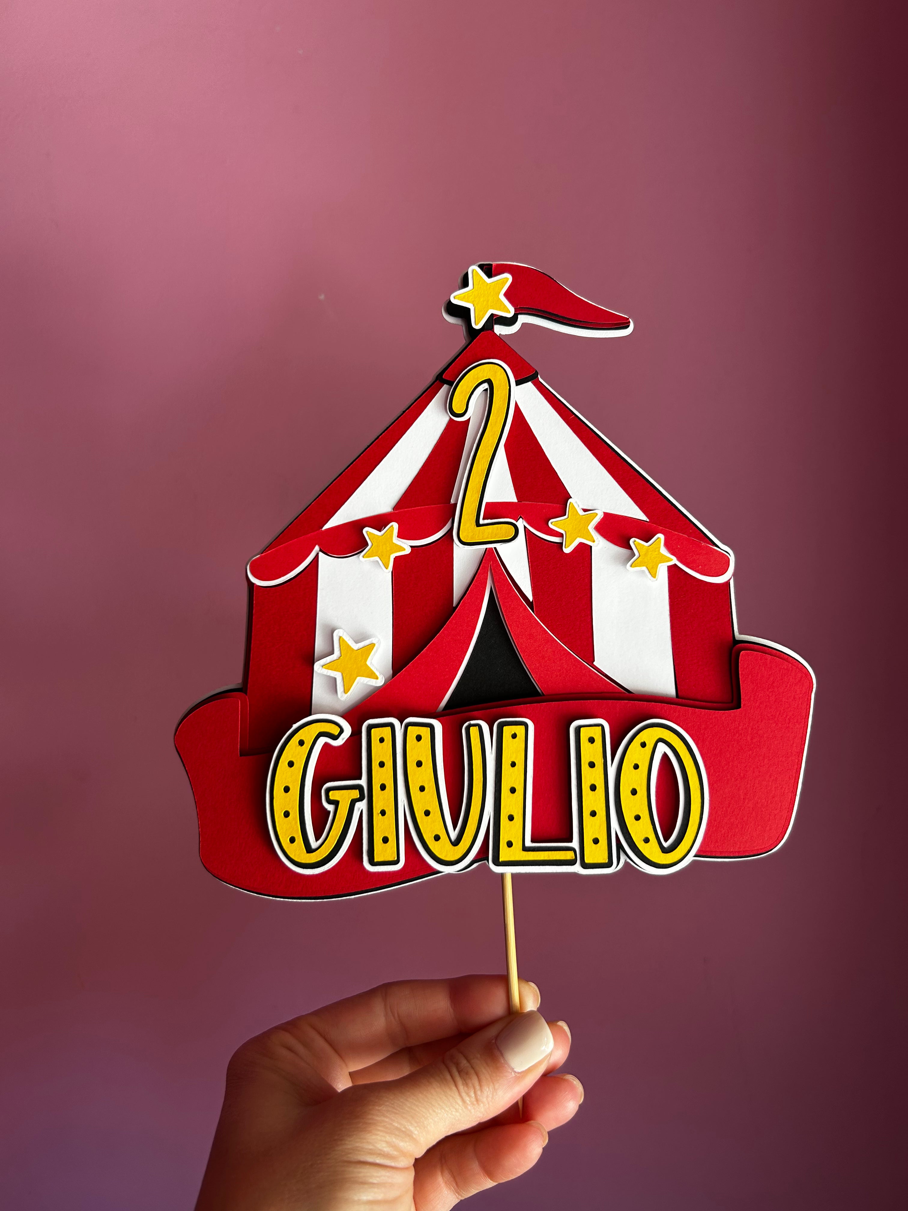 Topper Tendone Circo personalizzato con nome ed età
