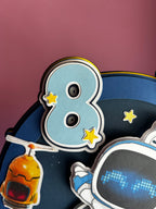 Topper tema Robot personalizzato con nome ed età