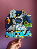 Topper tema Robot personalizzato con nome ed età