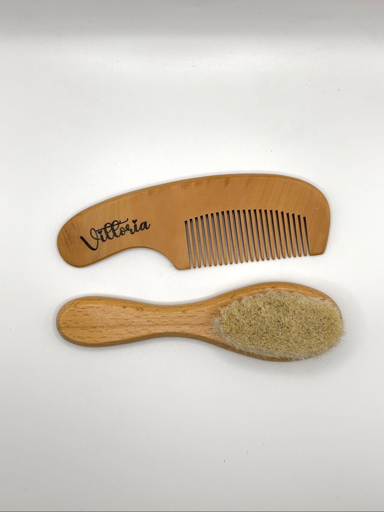 Set pettine spazzola baby legno personalizzati - Artigianali Made in Italy
