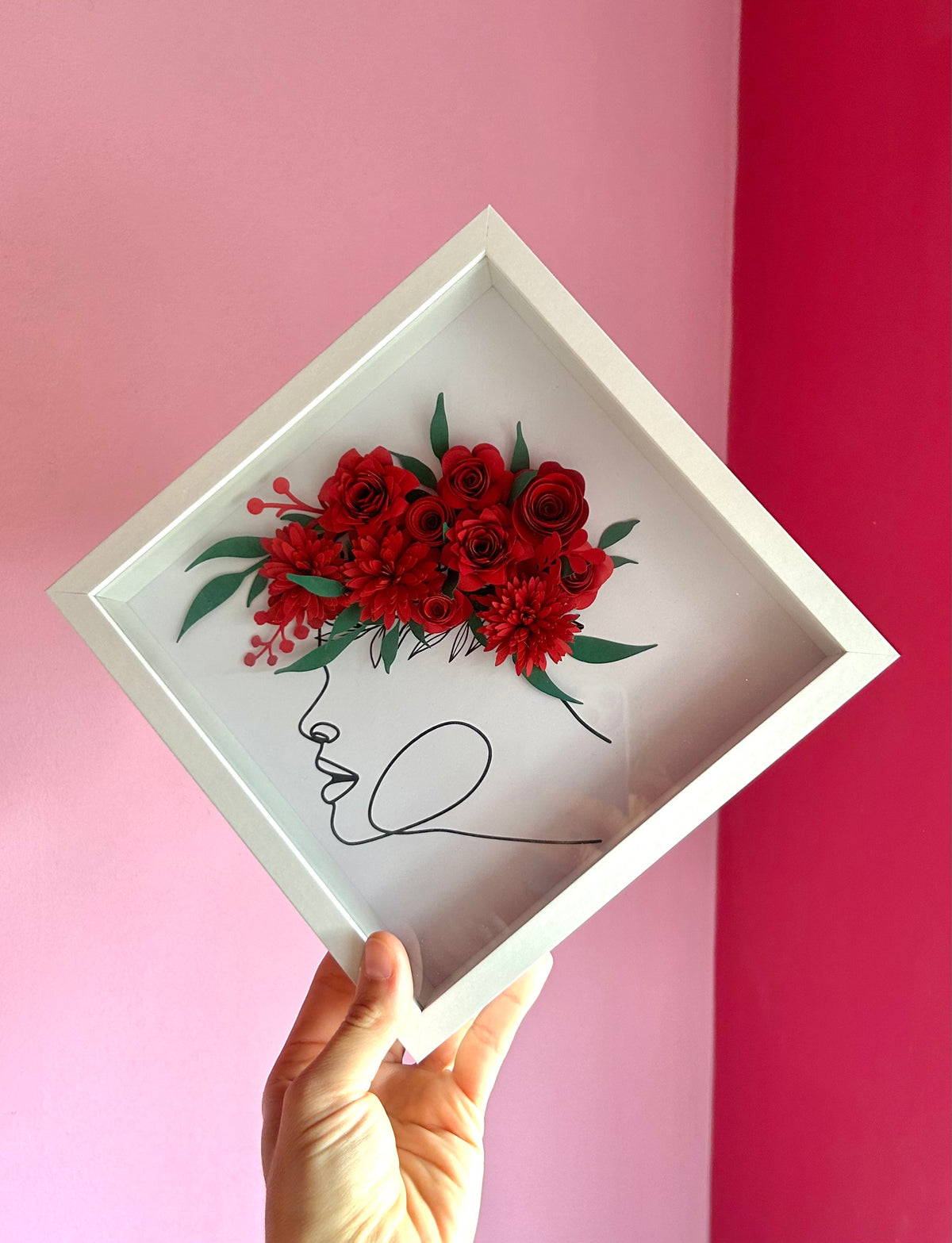 Cornice Laurea con Fiori in Carta e Line Art