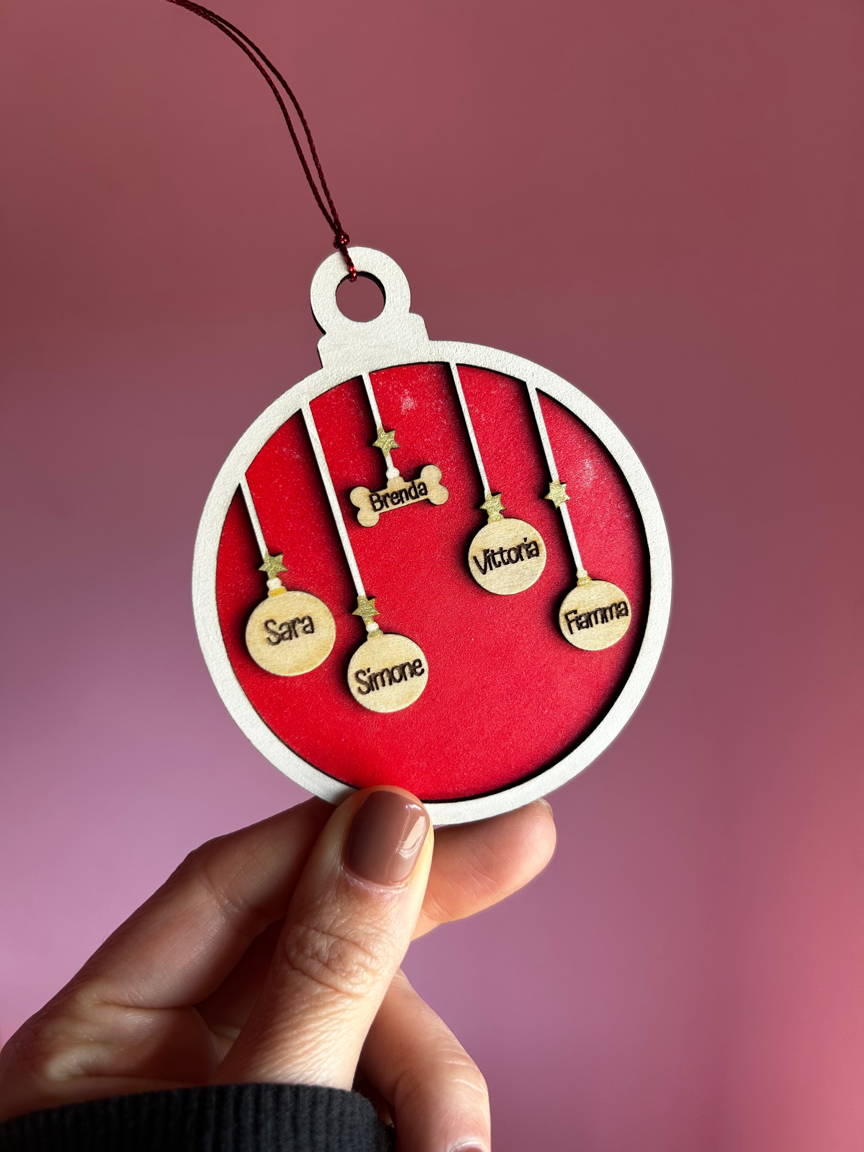 Pallina di Natale personalizzata con i nomi della Famiglia