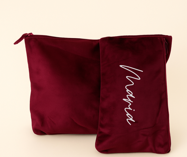 Pochette velluto personalizzata elegante - Beauty case artigianale

